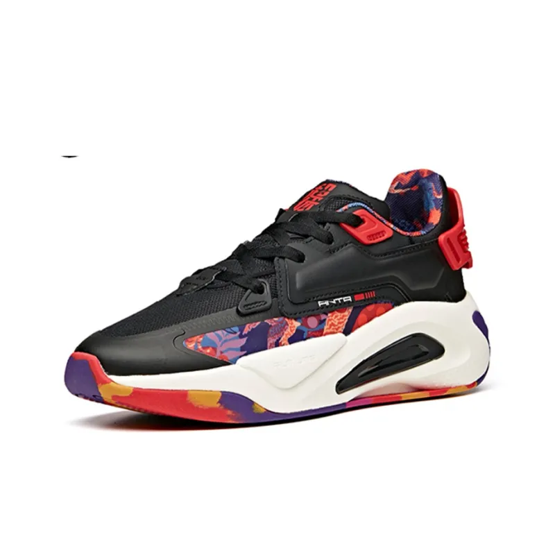 Anta Life Collection Super Body Anti Slip Wear Resistant Low Top Skateboard Shoes Men's Black Red-2