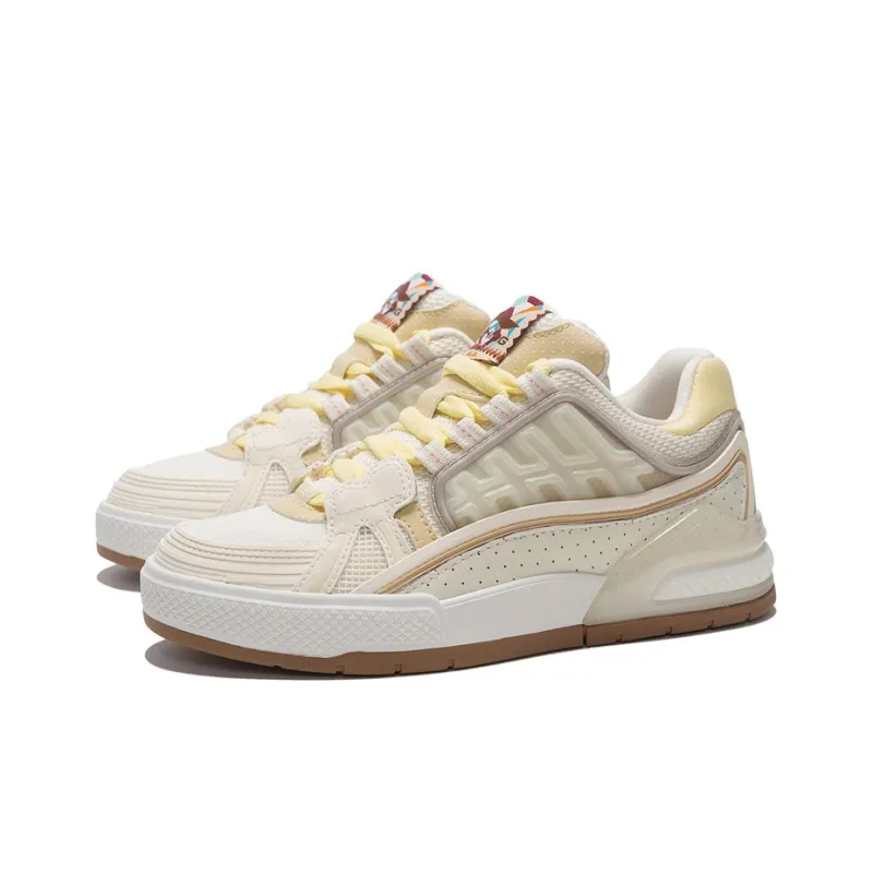 LiNing Skateboard Shoes Women's Low Top Light Antique Yellow-2