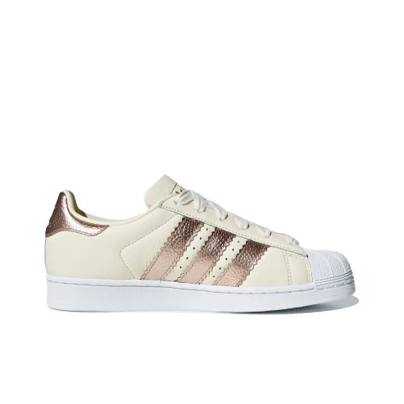 Adidas Originals SUPERSTAR Low-Top Skateboard Shoes Women's Copper-Nickel Gold Alloy-1