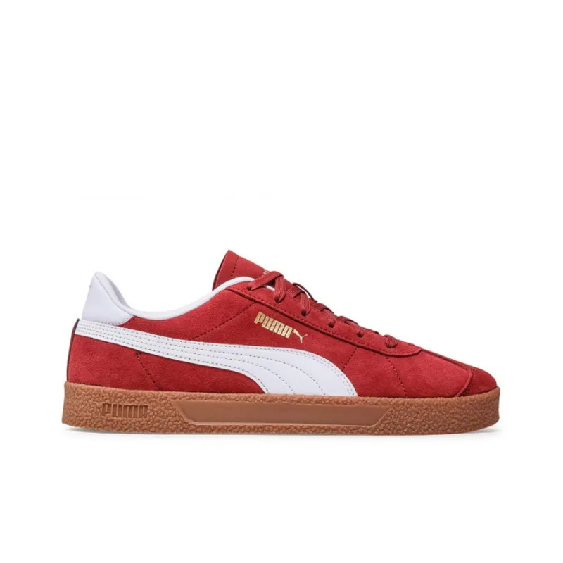 PUMA Club Wear-resistant And Lightweight Low-Top Skateboard Shoes Unisex Red White-1