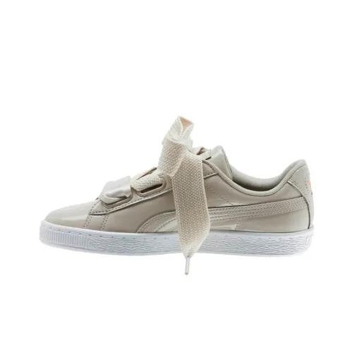 PUMA Basket Series Skateboard Shoes Women's Low-Top Silver Gray