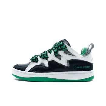 CANALSTREET x Kappa Collaboration Puffy Shoes Low Top Skateboard Shoes Unisex Black White Green