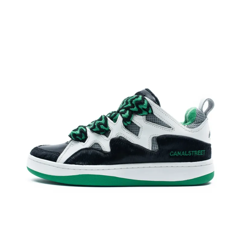 CANALSTREET x Kappa Collaboration Puffy Shoes Low Top Skateboard Shoes Unisex Black White Green-0