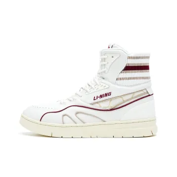 LI NING 1990 Classic Collection Skateboard Shoes Men High Top Dark Burgundy