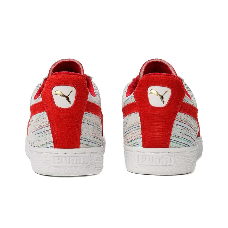 PUMA Suede Slip Resistant Low Top Skateboard Shoes Unisex White Red-3