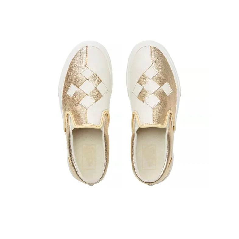 Vans Slip-on Slip-Resistant Low-Top Skateboard Shoes Women's Gold-3