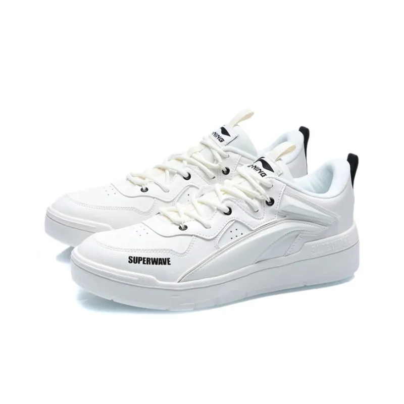 LiNing Wave Non slip Lightweight Low Top Skateboard Shoes Men's White-2