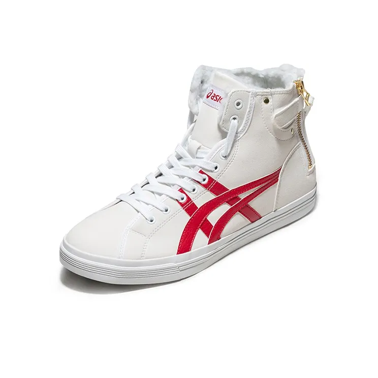 Asics Double Clutch White/Red Fleece High Board Shoe-2