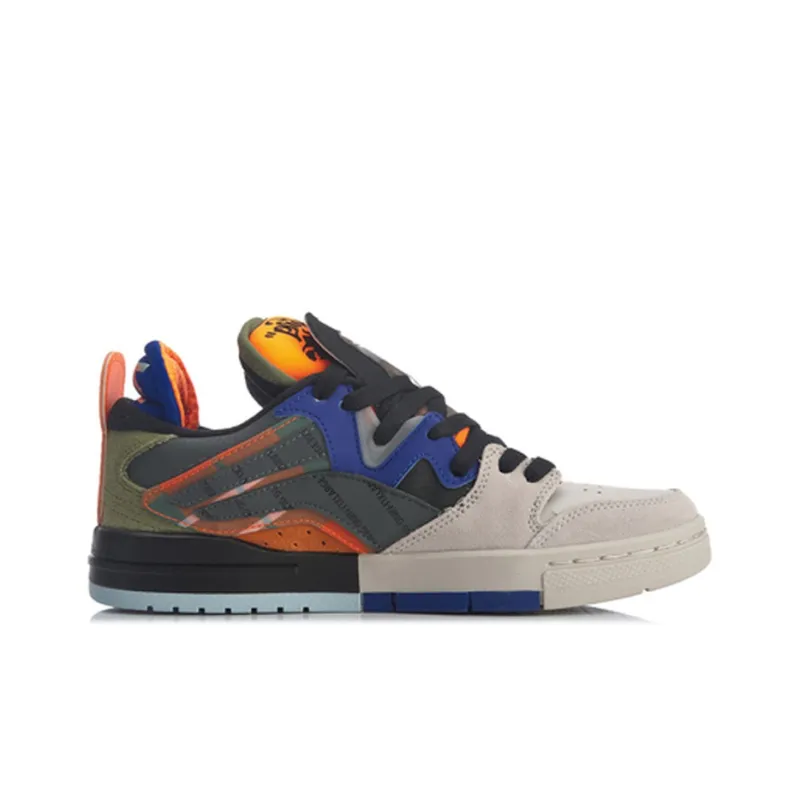 XLARGE x LiNing Wave Pro Anti Slip Wear Resistant Low Top Skateboard Shoes Women's Gray Orange-1