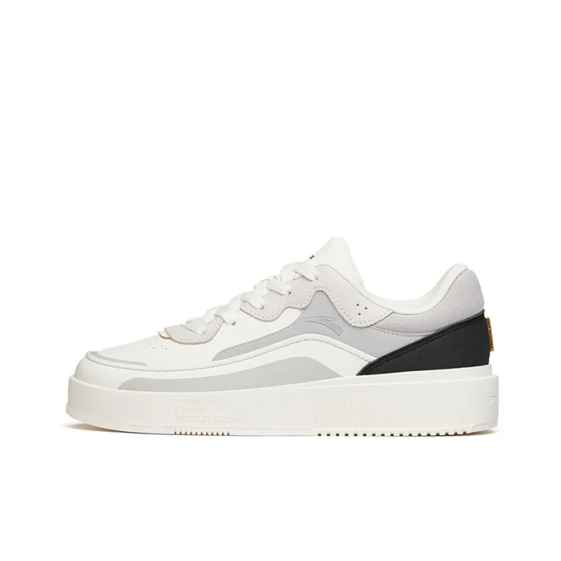 Anta Slip Resistant Water Resistant Cushioned Wear Resistant Low Top Skateboard Shoes Men's Ivory White Gray Black-0