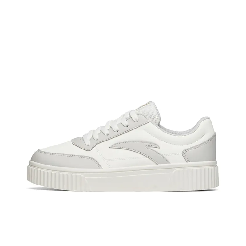 Anta Life Collection Cookie Shoes Slip-Resistant Cushioning Wear-Resistant Low-Top Skateboard Shoes White Gray-0