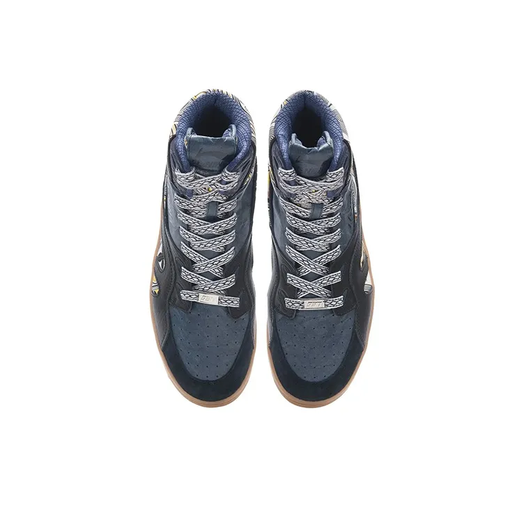 LiNing 937 Durable Lightweight And Breathable High Top Skateboard Shoes Men's Black Blue-3