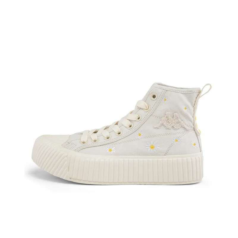 Kappa Label String Coverage Anti-Slip And Wear-Resistant High-Top Skateboard Shoes Women's Moon Gray-0