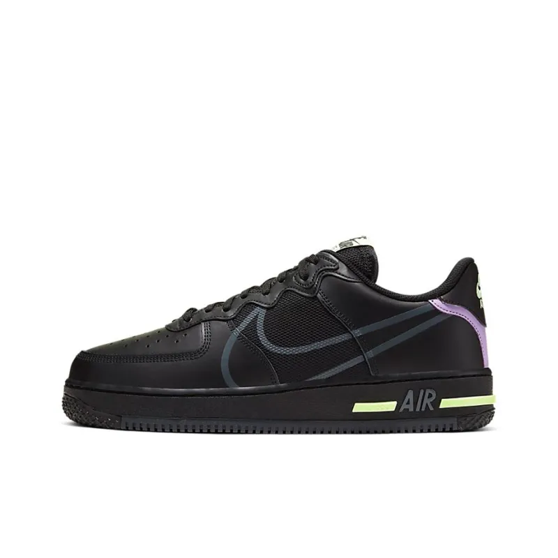Nike Air Force 1 React Black Violet Star Barely Volt-0