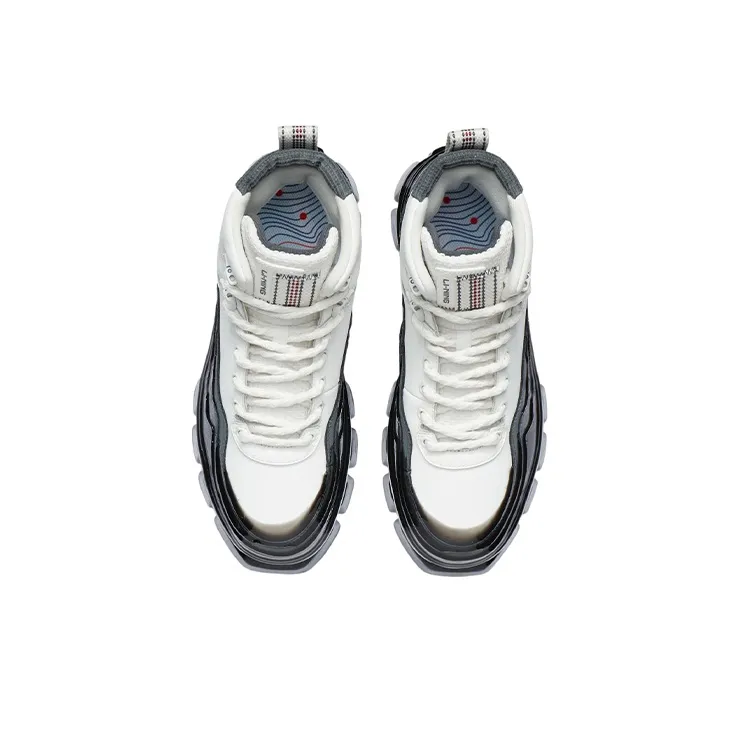 LiNing CF High-Top Skateboard Shoes Unisex Mist White-3