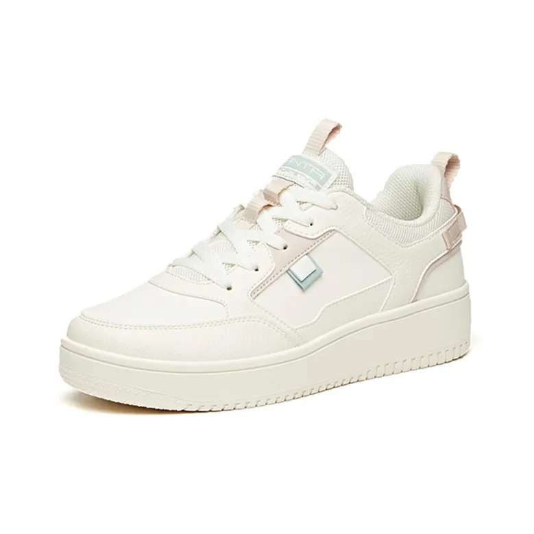 Anta Life Collection Durable Breathable Low-Top Skateboard Shoes Women's White Lotus Gray-2