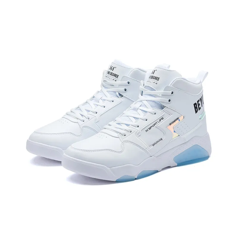 361° Coverage Thermal Slip Resistant High Top Winter Padded Skateboard Shoes White Blue-1