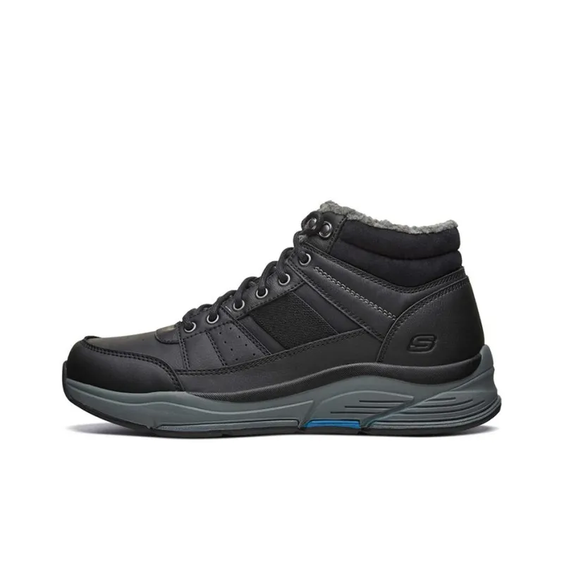 Skechers Benago Coverage Warm Anti Slip And Wear Resistant Mid Top Skateboard Shoes Men's Black-0