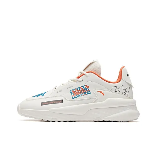 Anta Cushioning Lightweight Slip-Resistant Low-Top Skateboard Shoes Men's White Orange