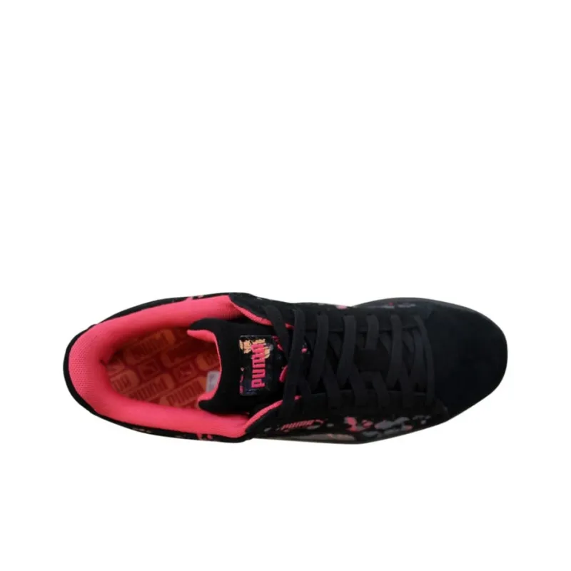 PUMA Suede Classic Tropical Coverage Lightweight Wear Resistant Low Top Skateboard Shoes Men's Black Red-2