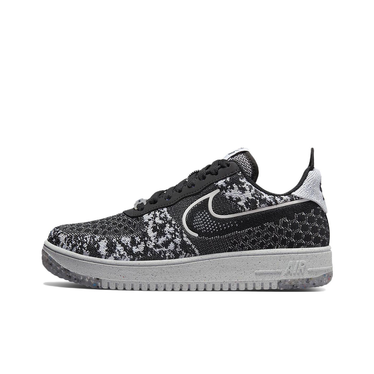 Nike Air Force 1 Low Crater Flyknit Black White Melange POIZON