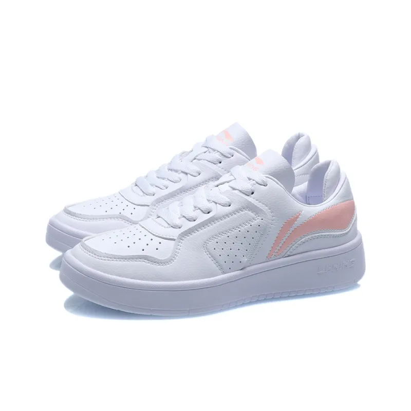 LiNing Street Player Slip Resistant, Lightweight, And Breathable Low Top Skateboard Shoes Women's White Pink-2