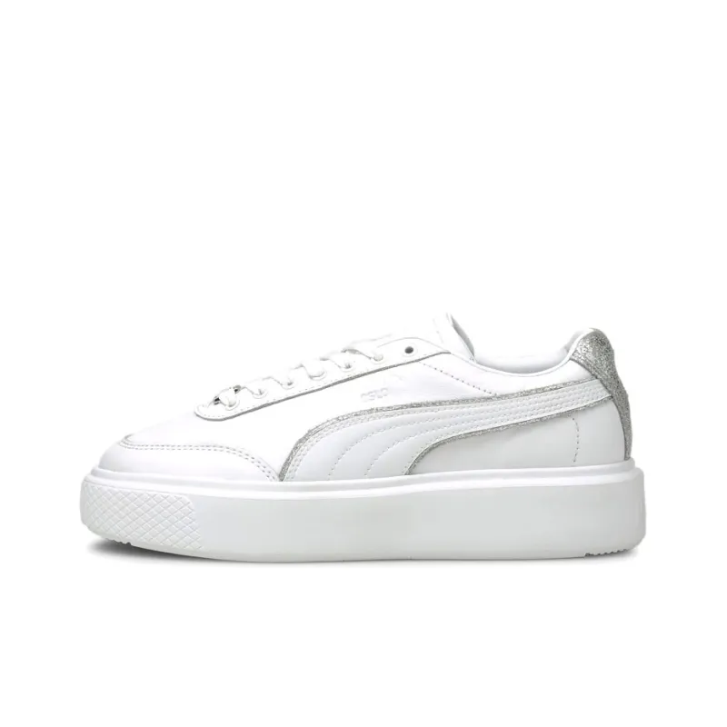 PUMA Oslo Maja Metal Coverage Anti-Slip And Wear-Resistant Lightweight Low-Top Skateboard Shoes Women's White Silver-0