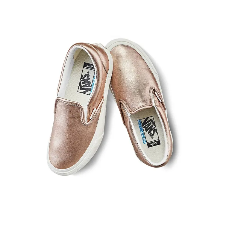 Vans Classic Slip On Vlt Lx Gold Silver Women's-2