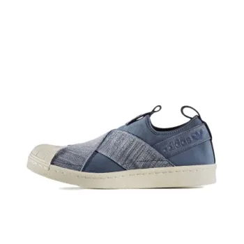 Adidas Originals Superstar Slip on Abrasion Resistant Low Top Skateboard Shoes Women's Denim Blue