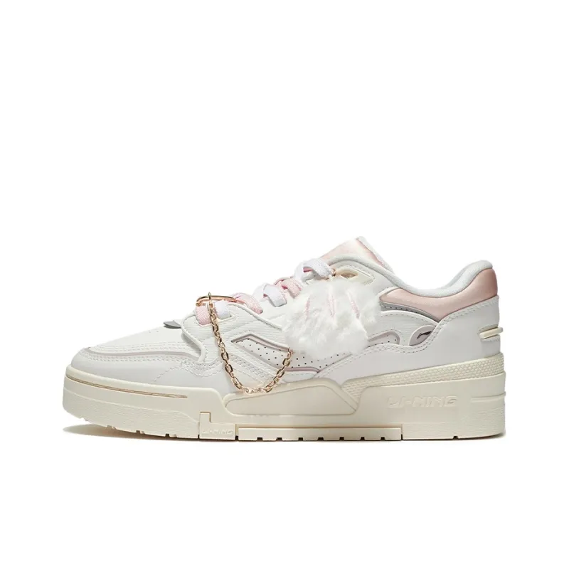 LiNing 001 BTC Slip Resistant, Abrasion Resistant, Lightweight Low Top Skateboard Shoes Women's White Pink-0