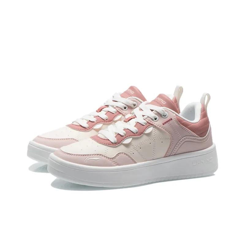 LINING Skateboard Shoes Women's Low Top Peach Pink/Apricot Pink/Windblown Sand Pink-2