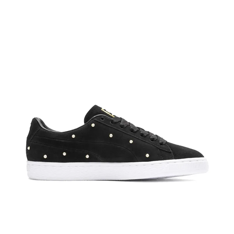 PUMA Pearl Studs Suede 'White Black Gold' Women's-1