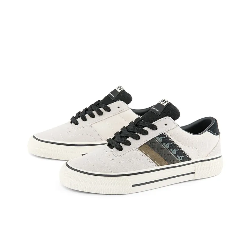 Kappa Coverage Wear-Resistant Low-Top Skateboard Shoes Unisex Heron Feather White-2