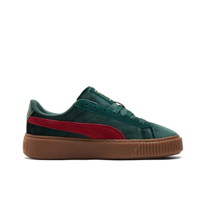 PUMA Platform Velvet Sneakers Green Women's-1