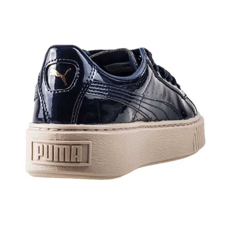 PUMA Basket Platform Patent Marshmallow 'Black' Women's-3