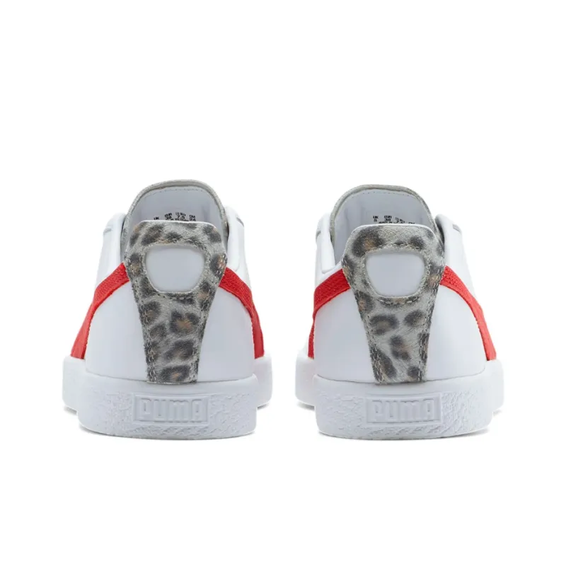 PUMA Clyde Leopard Sneakers White/Red Women's-3
