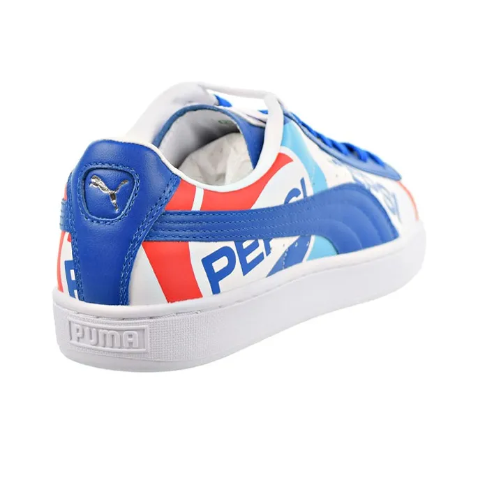 Pepsi X PUMA Basket Skateboard Shoes Men Low-Top White/Blue/Red-3