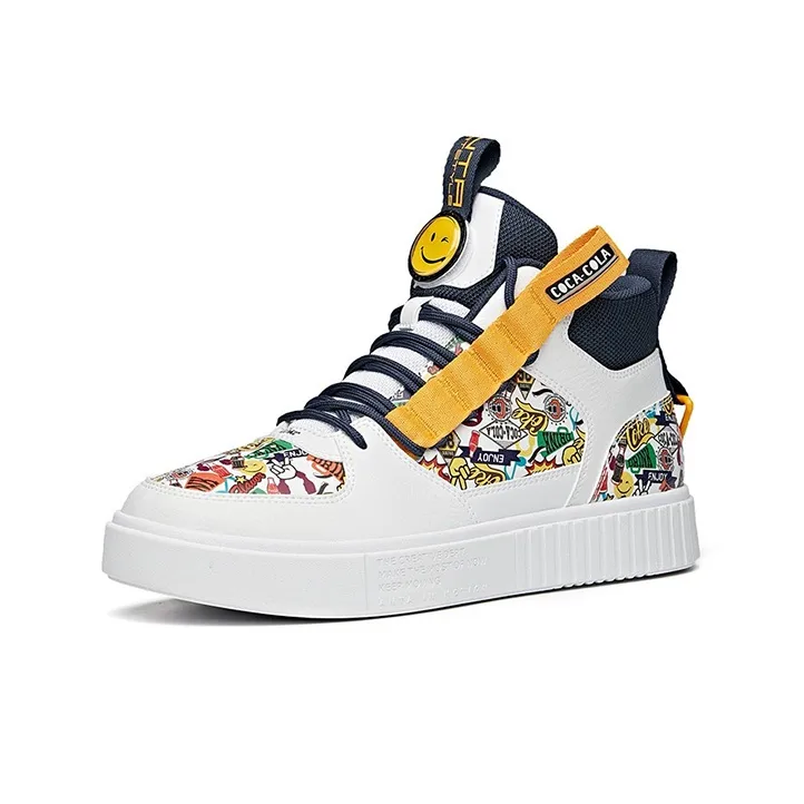 Anta Coverage Warm Slip-Resistant High-Top Skateboard Shoes White Blue-1