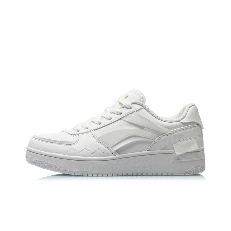 LiNing Anti Slip Wear Resistant Low Top Skateboard Shoes Women's White-0