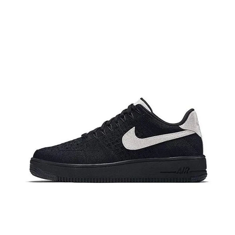 Nike Air Force 1 Flyknit Low Black Metallic Silver-0