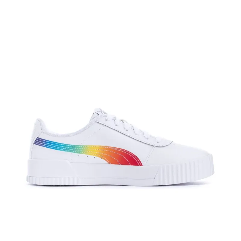 PUMA Rainbow Slip-Resistant Cushioning Wear-Resistant Low-Top Skateboard Shoes Women's White Rainbow-1