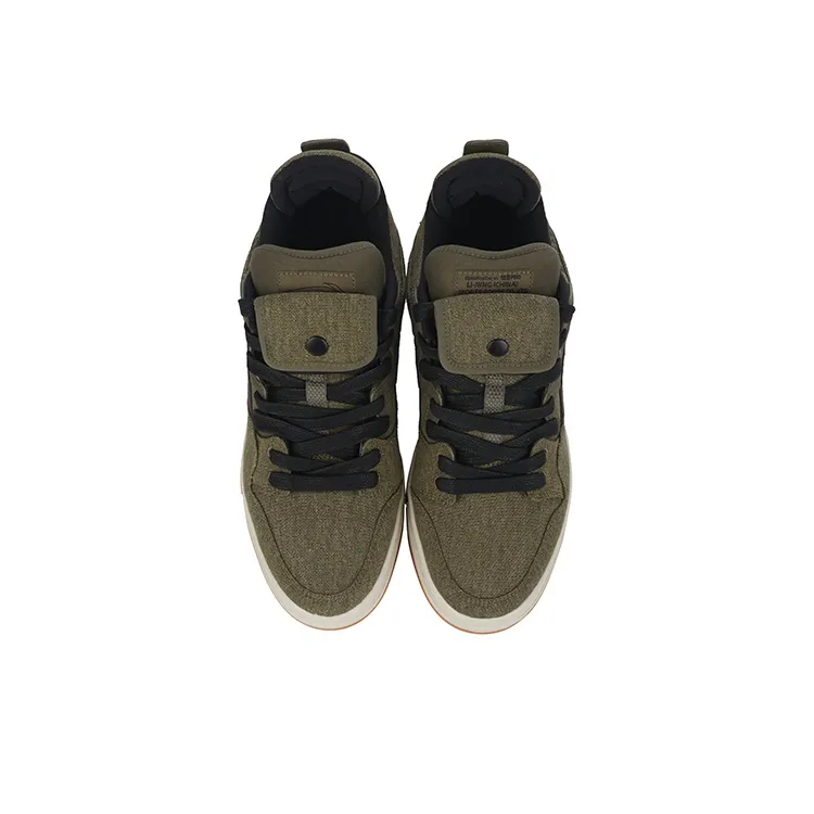 LiNing Wave Pro Durable Breathable Mid Top Skateboard Shoes Men's Army Green-3