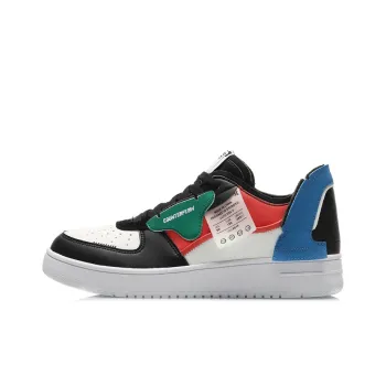 LiNing CF De Sequencing Slip Resistant, Abrasion Resistant, Breathable Low Top Casual Skateboard Shoes Black Blue Red