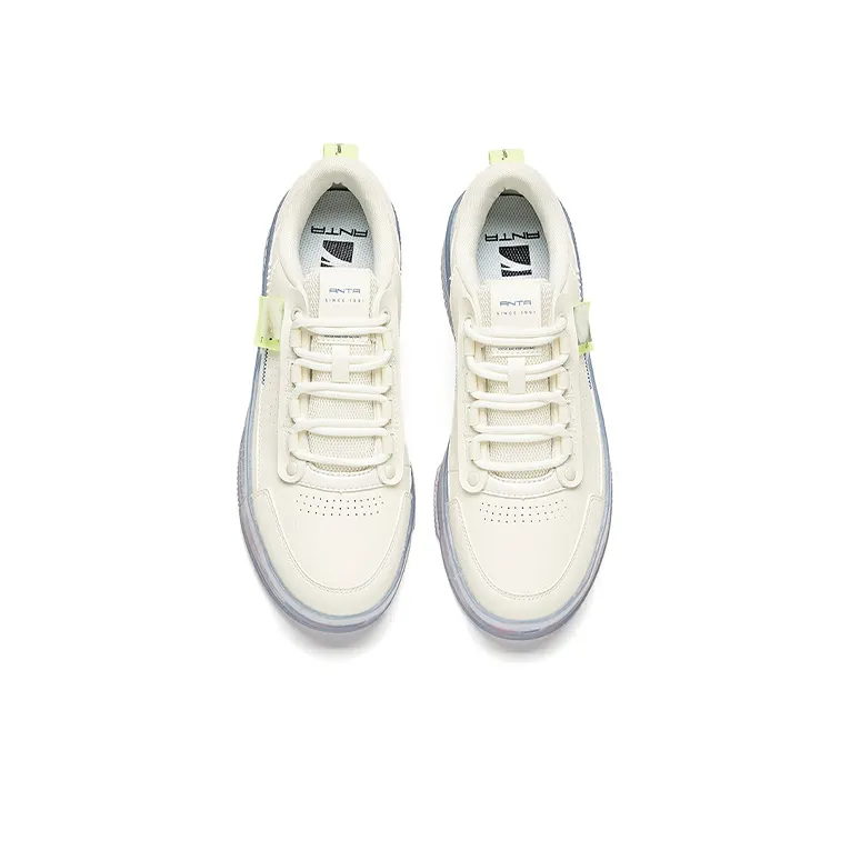 Anta Life Collection Jelly Shoes Coverage Slip Resistant And Abrasion Resistant Low Top Skateboard Shoes White Green-2
