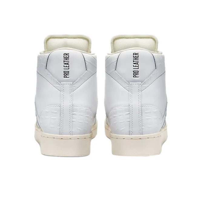 Converse Croc Emboss Pro Leather Sport Wear-Resistant High-Top Skateboard Shoes Unisex Pure White-3