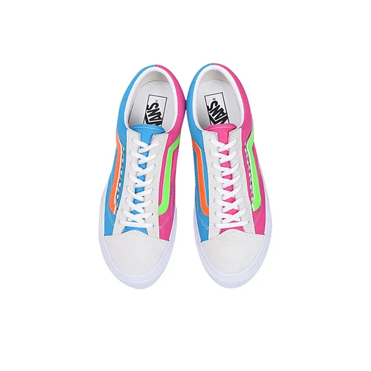 Vans Old Skool Anti-Slip And Wear-Resistant Lightweight Low-Top Skateboard Shoes Unisex Pink White Blue-2