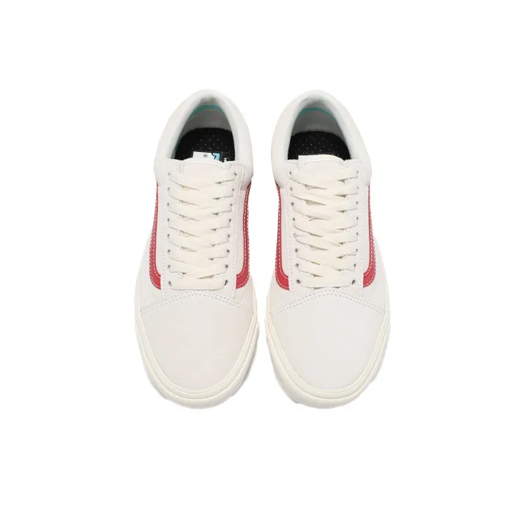 Vans Old Skool ComfyCush Low-Top Skateboard Shoes Unisex White Red-3