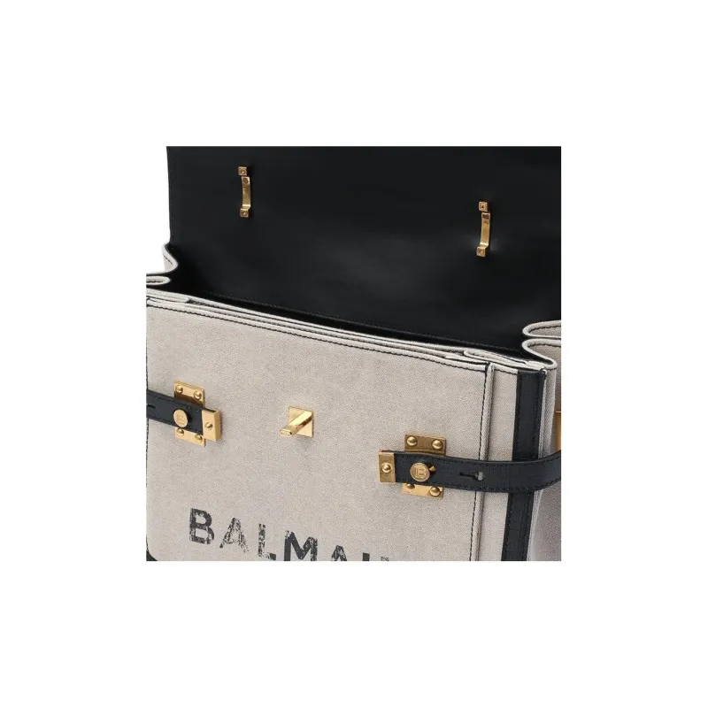 BALMAIN Fabric Shoulder Bag Crossbody Bag Handbag Women's Black/Gray-4
