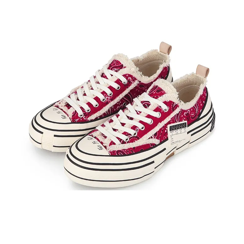 VESSEL G.O.P. Lows Red Paisley Anti Slip Wear Resistant Low Top Skateboard Shoes Unisex Deep Red-4