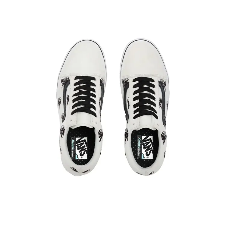 Old Skool Sixty Sixers X ComfyCush Vans 'Skull Print White'-3